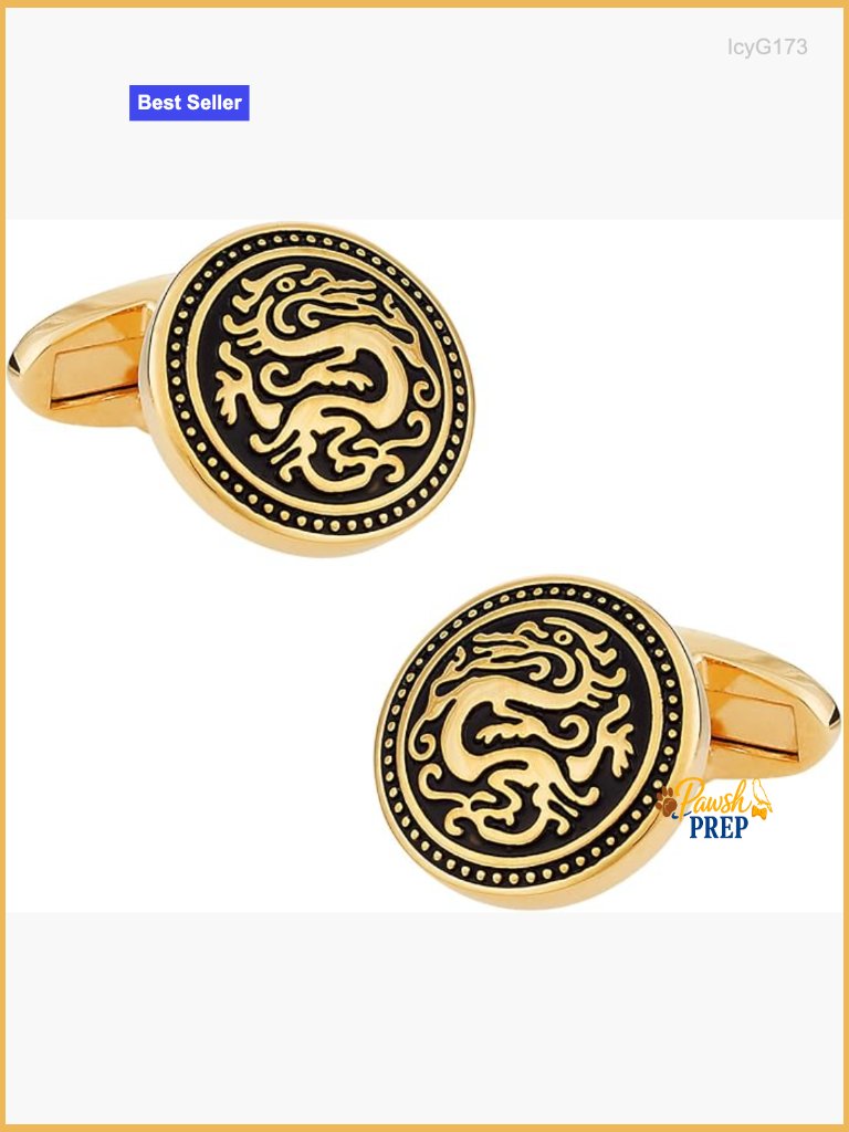 Gold Chinese Dragon Cufflinks With Presentation Box For Men